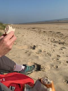 Breakfast on the beach at Greatstone beach - morning of day 2
